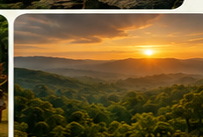 Sunset over forested plateau